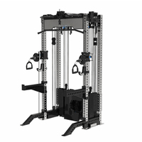 Appareil de musculation multifonction 2-en-1 pour Smith Machine avec système de tirage croisé par câble, Lat Pulldown et Rameur, pile de poids 70kg*2