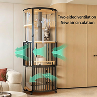 Maison pour chat multi-niveaux haut de gamme avec bac à litière intégré, structure ronde, espace de repos spacieux pour chat d'intérieur