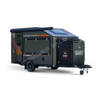 Erweiterbarer Mobiler Slide-in Wohnwagen Schwerlast-Stahlchassis 100L Wassertank 2-Personen Schlafkapazität Innen-Toilette Bad Wohnmobil