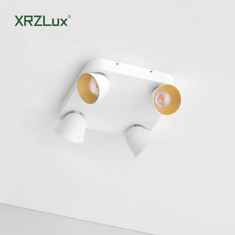 XRZLux nordique Ultra mince Downlight 30W quatre têtes réglable monté en Surface plafonnier projecteur salon plafonnier