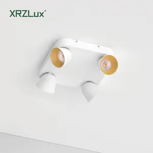 XRZLux Nordic Ultra Thin Downlight 30 W Lâmpada de teto montada em superfície ajustável quatro cabeças Refletor de teto para sala de estar