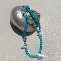 Collier de perles de Bohème d'été Pierre précieuse Turquoise Aigue-Marine Étoile de mer Pendentif Cristal Charm Cauris Bijoux de coquillage de mer