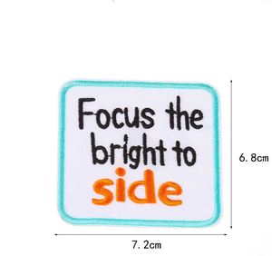 Patch brodé thermocollant rose avec mots inspirants 'Your Side Focus the Bright to Side' pour la décoration de vêtements et de chapeaux - Product Image 4