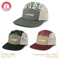Casquette d'extérieur OEM en gros à 5 panneaux en maille de nylon respirante à séchage rapide avec imprimé floral et logo personnalisé pour la pêche et le camping