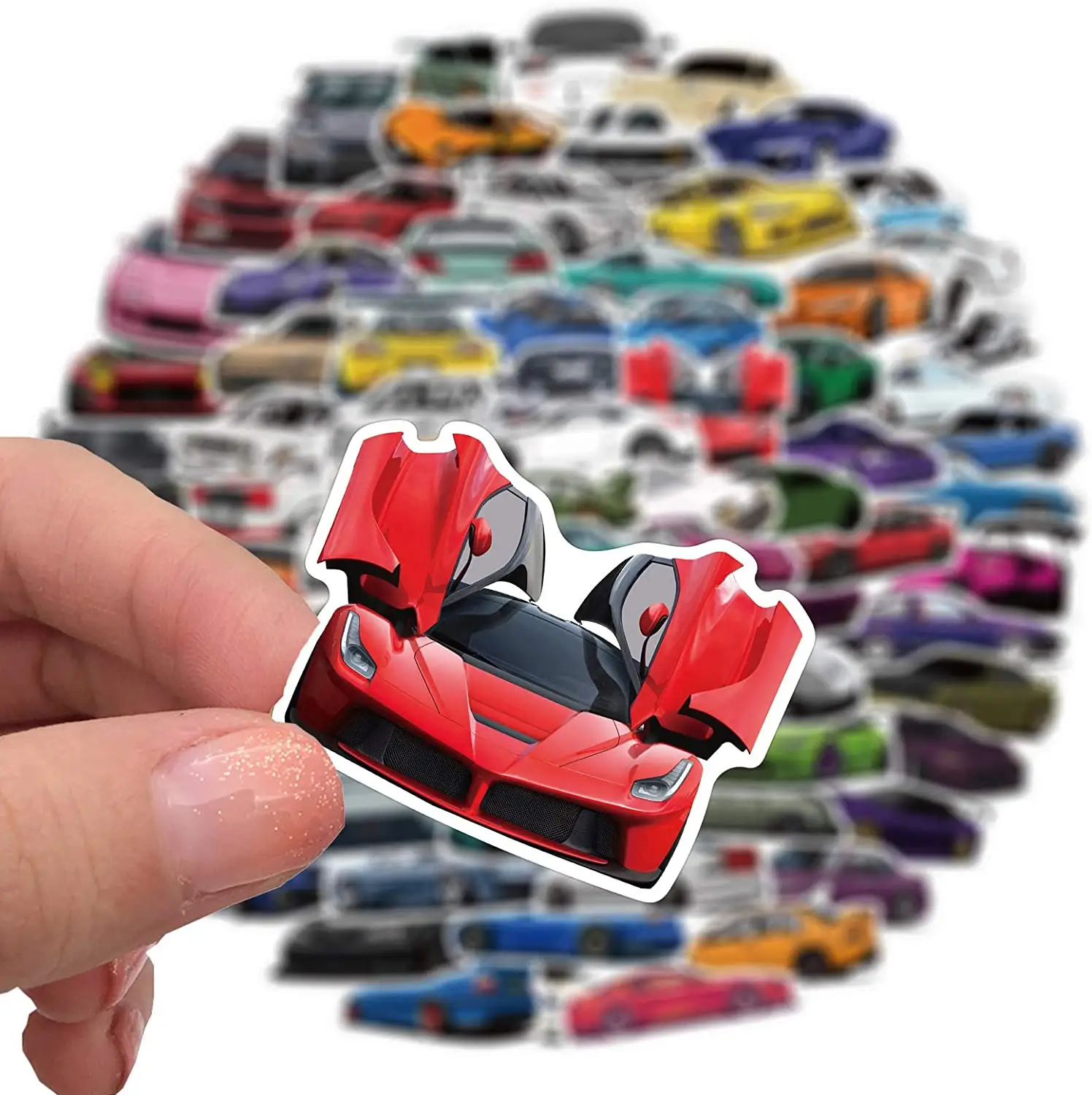 Die cut vinyl stickers Sports car Racing Sticker personalized kids sticker anime racing car design kids learning car decals