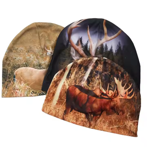 Berretti da corsa per sublimazione del produttore di berretti stampa mimetica in maglia con motivo personalizzato con stampa sublimata digitale senza polsino - Product Image 2