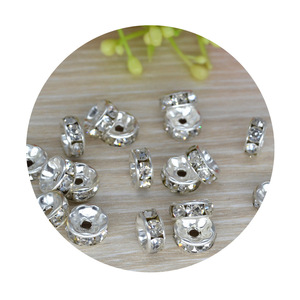 Entretoise de bague en diamant de Chaozhou, bord argenté, strass blancs ronds, pour la fabrication de bracelets, composant de bijouterie - Product Image 5