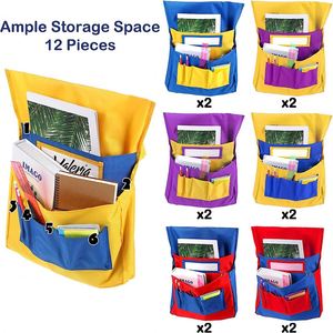 Organisateur de chaise de classe jaune en gros, pochette élastique pour dossier de chaise, rangement pour chaise d'étudiant, pour fournitures de bureau et scolaires - Product Image 5