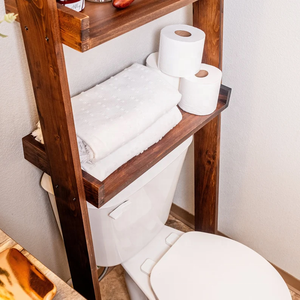 Étagère de rangement rustique à 3 niveaux en bois, style échelle, à poser sur les toilettes, pour l'organisation de la salle de bain - Product Image 5