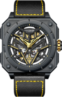 Reloj Mecánico de Lujo para Hombre MIGE, Caja de Acero Inoxidable, Cristal de Zafiro, Resistencia al Agua 5BAR, Correa de Cuero Genuino, Diseño Esqueleto