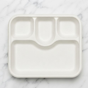 4 Compartment Bagasse Meal Tray Biodegradable Sugarcane <b>Pulp</b> Container Heavy Duty Compostable Food Platters - Product Image 1