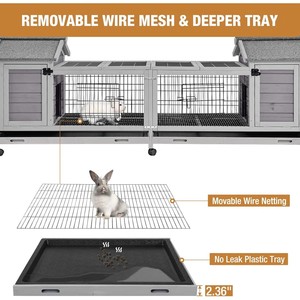 Doppia casa coniglio Hutch ruote in metallo al coperto all'aperto gabbia di cavia con più profondo senza perdite vassoi modello animale Pet House - Product Image 5