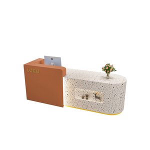 Mostrador de Recepción Comercial de Fibra de Vidrio de Lujo Moderno, Diseño Curvo Personalizado para Salón o Vestíbulo - Product Image 4