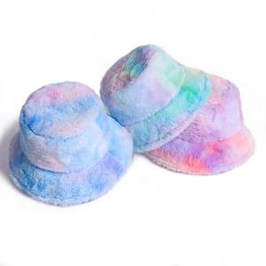 2024 Cross Border Cute Girl Rainbow-colored Plush Fisherman's <b>Hat</b> Winter Fashion With Thermal <b>Bucket</b> <b>Hat</b> - Product Image 3