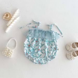Bébé été nouveau <span class=keywords><strong>maillot</strong></span> <span class=keywords><strong>de</strong></span> <span class=keywords><strong>bain</strong></span> à plat imprimé doux pour les filles gaze col en dentelle <span class=keywords><strong>combinaison</strong></span> à bretelles - Product Image 1