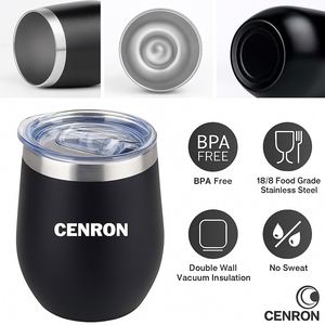12oz Vacuum <b>Coffee</b> Wine Stainless Tumbler Smooth Rim Durable Powder Coat OEM/ODM Branding Corporate Promotional Drinkware - Product Image 4