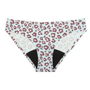 2XL 8-Farben Sofort Lieferbar Periodenunterwäsche - Rosa/Blaues Leopardenmuster Mittlerer Bund 4-Schichtige Auslaufsichere, Wiederverwendbare Nacht-Menstruationsunterwäsche - Product Image 1