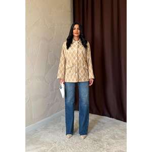 Veste en polaire de vison à carreaux losanges pour femme, décontractée, à manches longues, chaude, en tissu polaire couleur Visa, vente en gros - Product Image 4