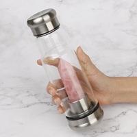 Bouteille d'Eau en Verre de Quartz à Pierres Précieuses de Guérison avec Cristal, Logo Personnalisé en Gros