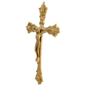Crucifijo de Mesa de Latón Dorado con Base Grabada con Jesús para el Hogar, Altar, Oración o Decoración Religiosa para Iglesia, MCC-09 Dorado - Product Image 6