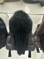 OFTBUY Veste d'hiver chaude pour femme, grande taille, avec capuche amovible en vraie fourrure de raton laveur et renard, 50% duvet, fermeture éclair, style streetwear, douce