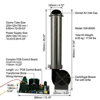 Kit modul ozon kuarsa AC 80g/jam pelepasan permukaan Internal untuk penghilang bau Gas limbah