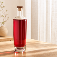 Bouteilles à spiritueux en verre haut de gamme de 500 ml et 700 ml, en verre silex de haute qualité, avec bouchons en liège, emballage personnalisable, pour whisky et vodka
