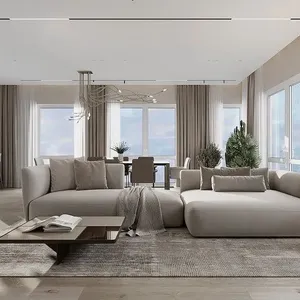 Sanhai Interior Design Light Luxury Style Apartment 3D Max Rendering Services professional Space Plan Home Construction Drawing