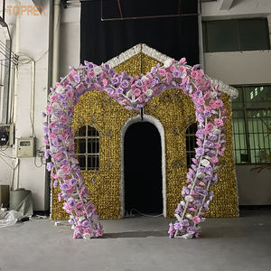 Décoration Lumineuse LED 3D en Forme d'Arche Cœur Rouge Artificielle Extérieure Étanche pour Événements, Fournitures de Décoration, Paysage de Noël - Product Image 3