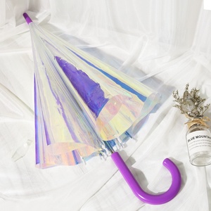 <span class=keywords><strong>Parapluie</strong></span> <span class=keywords><strong>holographique</strong></span> en plastique PVC, Transparent, irisé et de couleur, dégradé coloré, à la mode - Product Image 3