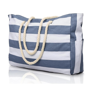 定制女孩涤纶防水菠萝巴哈马女设计师沙滩包棉绳拉链口袋沙滩手包 - Product Image 4