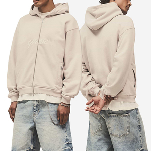 Youchen Tùy Chỉnh Axit Rửa 2 Cách Zip up Đôi Túi Áo Cotton Pháp Terry Áo Cắt Và Khâu Biểu Tượng Tùy Chỉnh Cho Nam Giới - Product Image 1