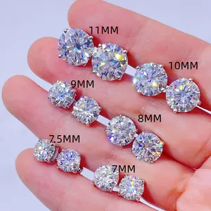 Desain Klasik 925 Perak Murni Sekrup Belakang GRA Bersertifikasi Berlian Moissanite Stud Earrings