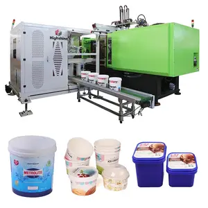 Highshine High Speed Injection Plastic Ice Cream PP Bucket 15L Pail Moulding Molding Machine Mold Labeling