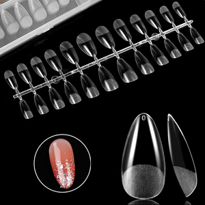 Faux ongles carrés en acrylique français, blancs, transparents, naturels, pour manucure en salon, extensions à presser, kit d'outils d'art pour ongles - Product Image 1