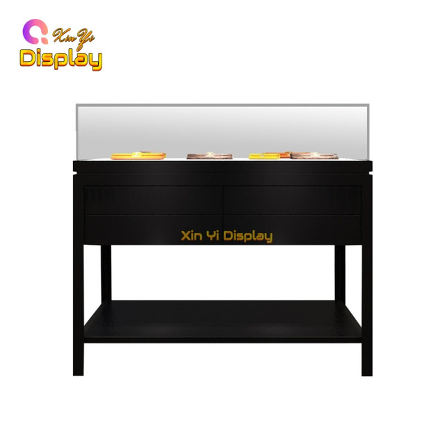 Custom Design Stainless Steel Jewelry Showcase Kiosk Mall Display Cabinet With LED Lighting Eco-Friendly Customizable Dimensions