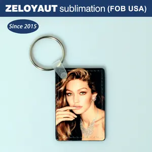 Sublimation Wholesale Customized Double Sides Print PU Keychains With Paint Edges High Quality Blank Creative Gifts Couple Gifts