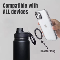 Botella de Agua con Aislamiento de Doble Pared de Acero Inoxidable, Tapa Magnética con Soporte para Teléfono Móvil, Asa, 6-12 Horas de Aislamiento Térmico, LED