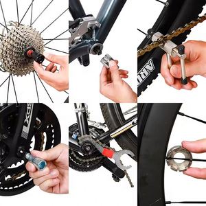 JUB Kit d'outils de réparation de vélo 5 pièces - Extracteur de roue libre, clé à rayons et extracteur de boîtier de pédalier en acier pour l'entretien de chaîne et de frein de vélo - Product Image 4