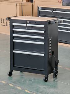 Chariot à Outils à 5 Tiroirs pour Salon de Coiffure avec Prise Électrique, Meuble de Rangement en Métal avec Support pour Sèche-Cheveux - Product Image 6