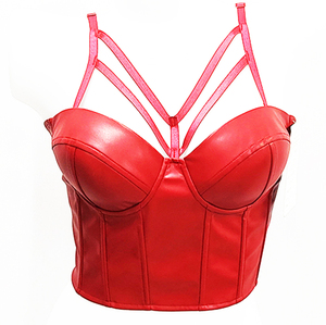 OEM/ODM Corset <span class=keywords><strong>bustier</strong></span> à bretelles en PU de haute qualité pour <span class=keywords><strong>femme</strong></span>, Crop top <span class=keywords><strong>bustier</strong></span> sexy en cuir PU, Camisole moulante décolletée - Product Image 1