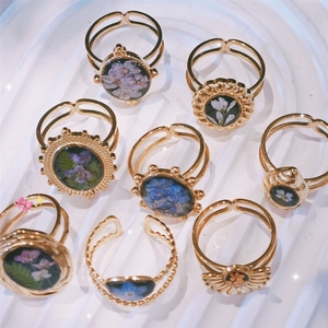 Spécimens de plantes, fleurs réelles séchées et conservées, bijoux vintage, anneaux en acier inoxydable pour homme - Product Image 5