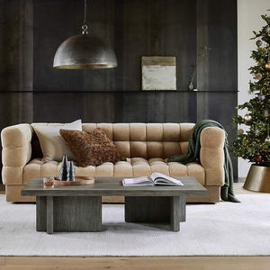 أريكة ثلاثية المقاعد مبطنة بقماش عصري بأسلوب كريمي لغرفة المعيشة - Product Image 4