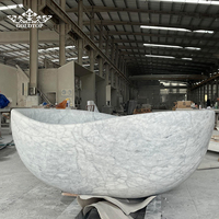 Baignoires autoportantes de luxe Goldtop en marbre blanc sculpté à la main, style occidental, pour hôtels