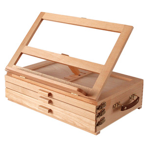 Tablero de dibujo con cajón, caballete de madera para estudiantes de arte, diseño plegable portátil, color madera natural - Product Image 2