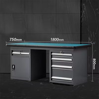 Armoire à outils d'atelier industrielle avec tiroirs, armoire de rangement pour garage et atelier, table de travail en acier