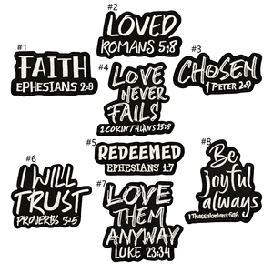 Extraits de la Bible Broderie Fer sur Éphésiens 1:7 Patchs bibliques rachetés - Product Image 2