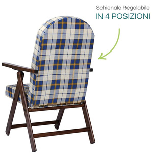 Fauteuil Campania avec dossier inclinable à 4 positions, structure en bois de hêtre avec accoudoirs, 60x67x106 cm, mobilier de jardin - Product Image 5