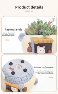 P162-Mini jardinière en résine pour animaux de compagnie, décoration de bureau et de balcon, micro-paysage, dessin animé créatif - Product Image 4