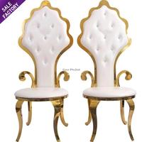 Chaises de fête élégantes en acier inoxydable blanc or pour la décoration et les mariages, salle à manger, chaises de banquet de mariage, événements